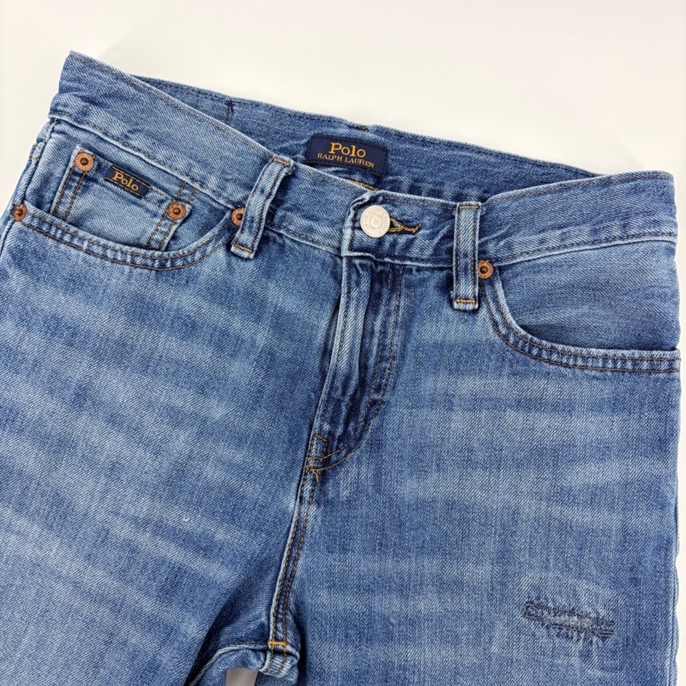 Polo Ralph Lauren Distressed Denim Jeans Kids Size 14 Blue Straight‎ Leg